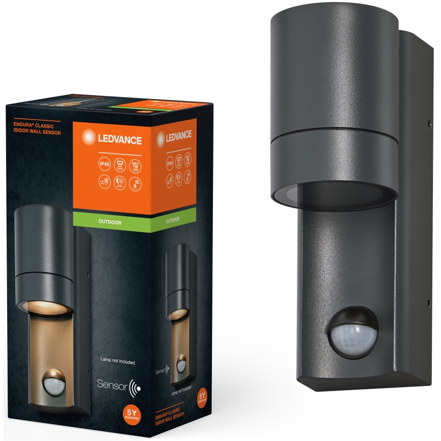 Ledvance - Utomhus vägglampa med sensor ISIDOR 1xGU10/35W/230V IP65