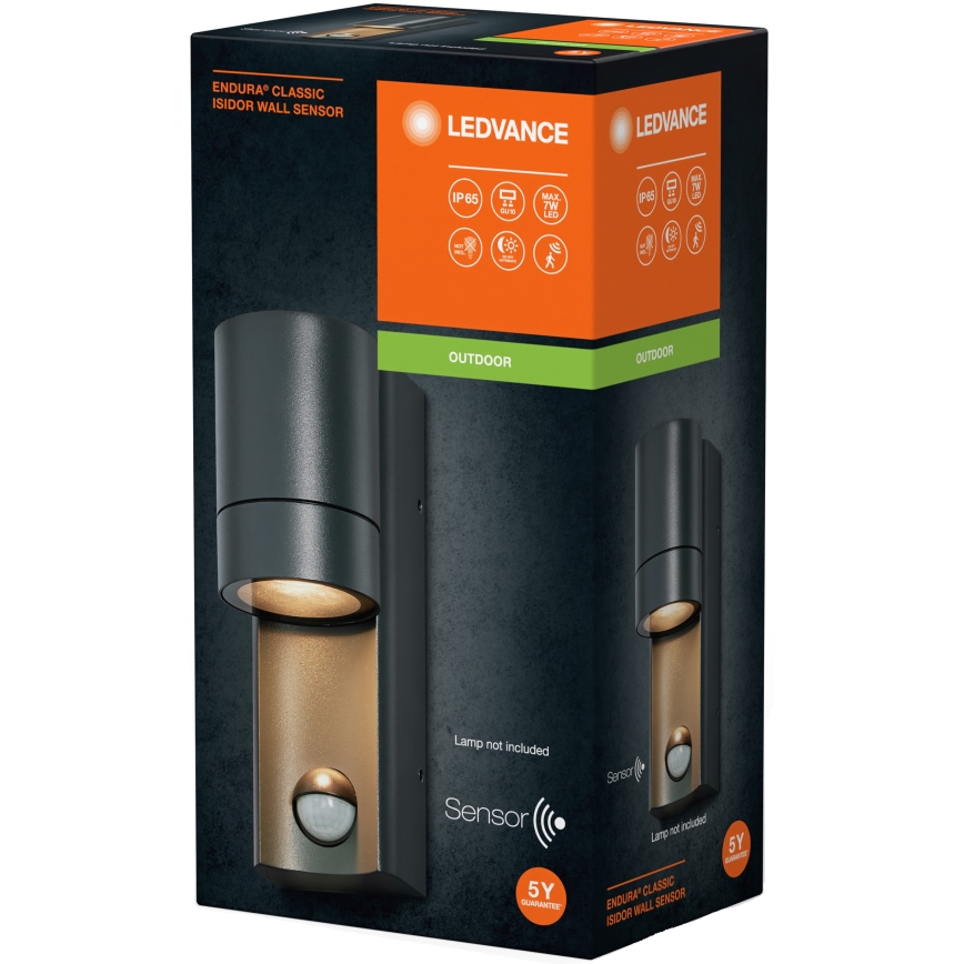Ledvance - Utomhus vägglampa med sensor ISIDOR 1xGU10/35W/230V IP65