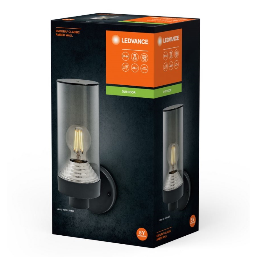 Ledvance - Vägglampa för utomhusbruk AMBER 1xE27/20W/230V IP44