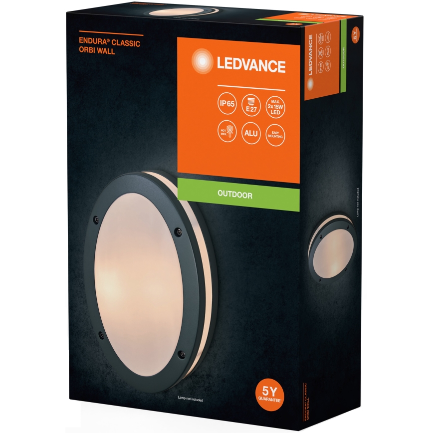Ledvance - Vägglampa för utomhusbruk ORBI 2xE27/18W/230V IP65