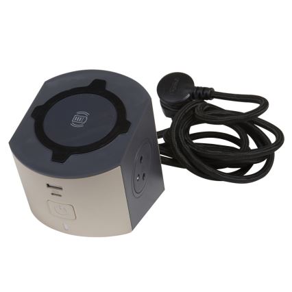 Legrand 049402 - Uttagsdelare med strömbrytare 2Z Typ E + USB-A + USB-C och trådlös laddning 10W 2m brun