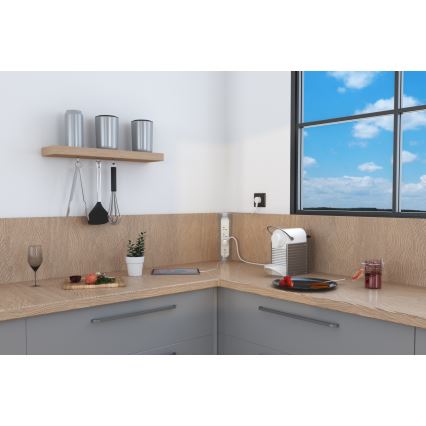 Legrand 049406 - Förlängningskabel 3Z Typ E + USB-A + USB-C 1m silver/vit