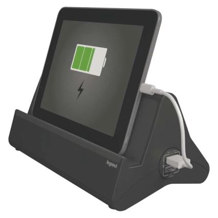 Legrand 050411 - Förlängningssladd med strömbrytare och tablettstativ 3Z Typ E + 2 x USB-A 1,5m svart