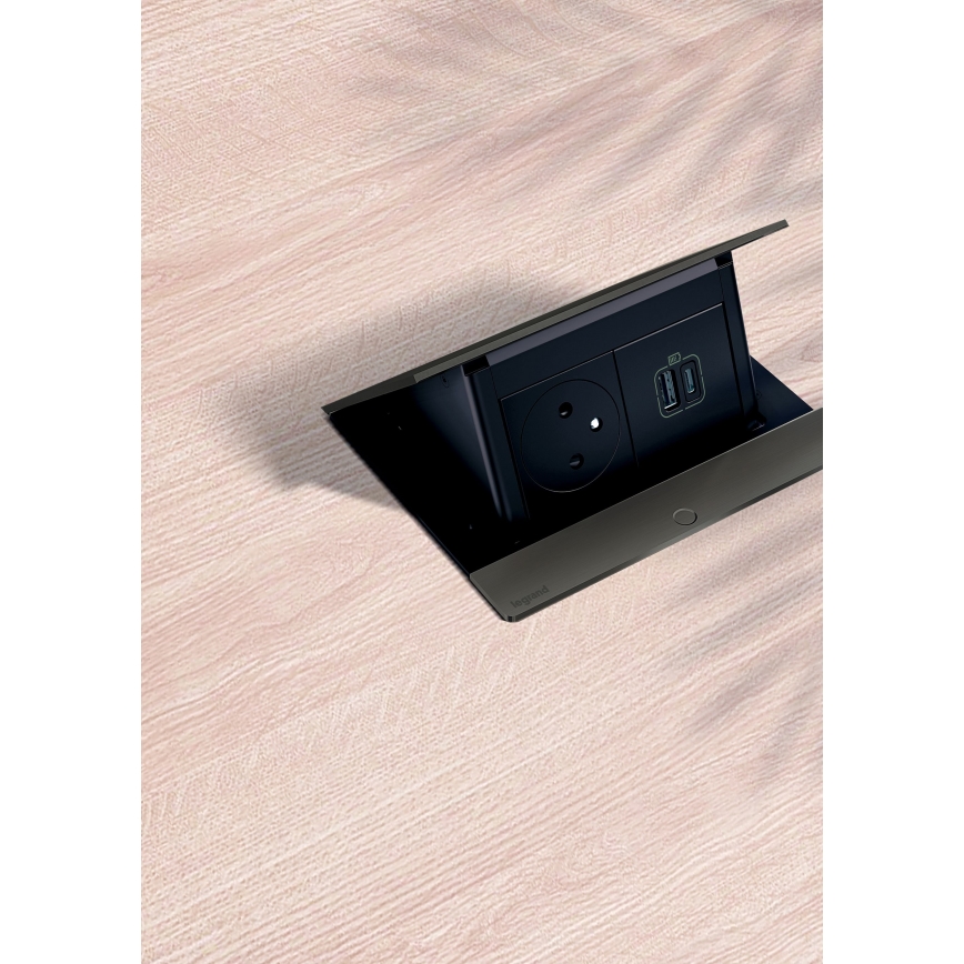 Legrand 654802 - Uttagsram för bordsskiva POP-UP 4M svart