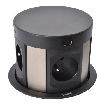 Legrand 654980 - Uttagspelare för bordsskiva 4x230V + 2xUSB-A + 2xUSB-C