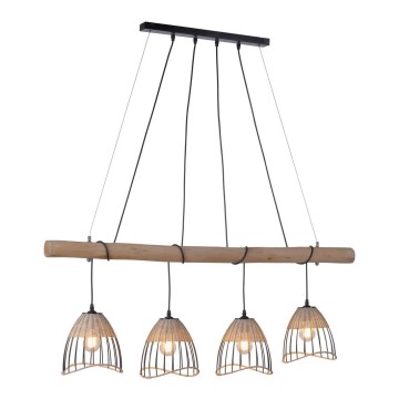 Leuchten Direkt 11156-79 - Ljuskrona med textilsladd REED 4xE27/60W/230V eukalyptus