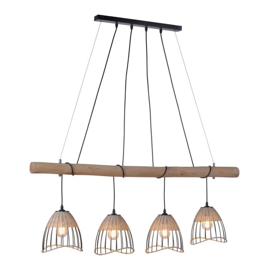 Leuchten Direkt 11156-79 - Ljuskrona med textilsladd REED 4xE27/60W/230V eukalyptus