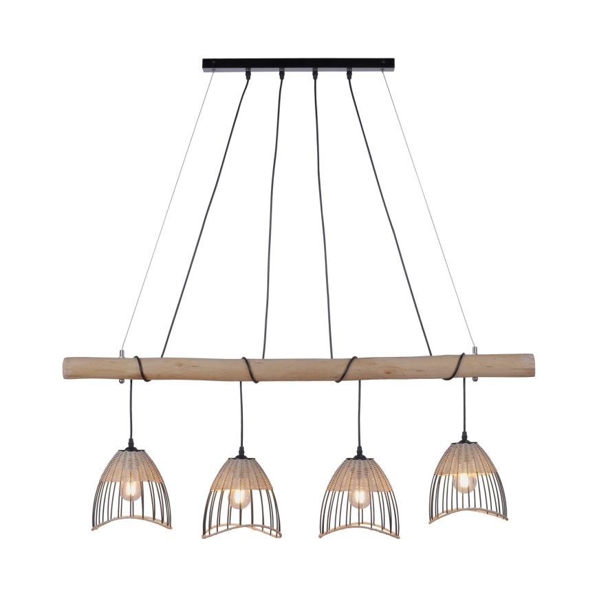 Leuchten Direkt 11156-79 - Ljuskrona med textilsladd REED 4xE27/60W/230V eukalyptus