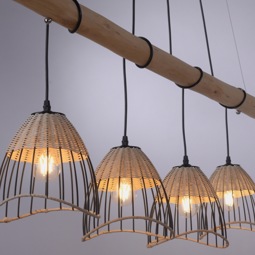 Leuchten Direkt 11156-79 - Ljuskrona med textilsladd REED 4xE27/60W/230V eukalyptus