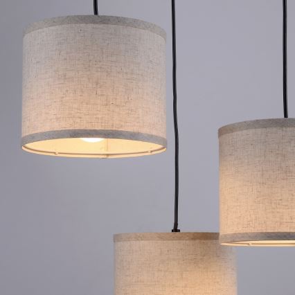Leuchten Direkt 11236-79 - Ljuskrona med upphängningsrem BARK 3xE27/40W/230V trä