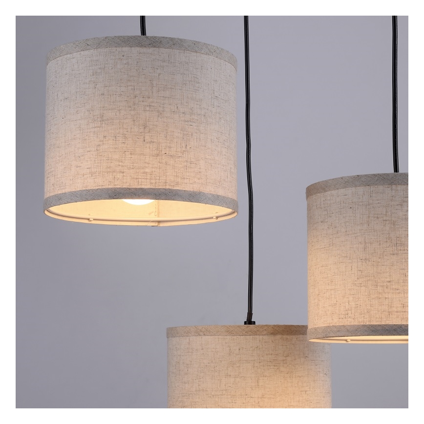 Leuchten Direkt 11236-79 - Ljuskrona med upphängningsrem BARK 3xE27/40W/230V trä