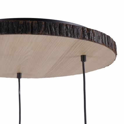 Leuchten Direkt 11236-79 - Ljuskrona med upphängningsrem BARK 3xE27/40W/230V trä