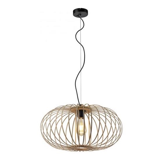 Leuchten Direkt 11409-79 - Ljuskrona med textilsladd RACOON 1xE27/40W/230V Bambu