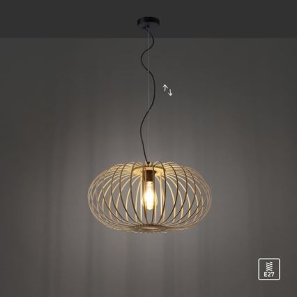 Leuchten Direkt 11409-79 - Ljuskrona med textilsladd RACOON 1xE27/40W/230V Bambu