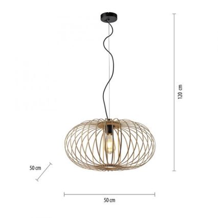 Leuchten Direkt 11409-79 - Ljuskrona med textilsladd RACOON 1xE27/40W/230V Bambu