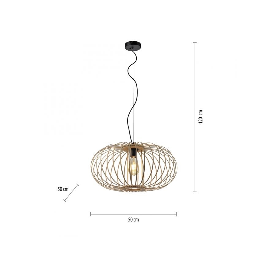 Leuchten Direkt 11409-79 - Ljuskrona med textilsladd RACOON 1xE27/40W/230V Bambu