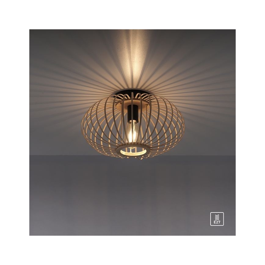 Leuchten Direkt 11410-79 - Fäst ljuskrona RACOON 1xE27/40W/230V diameter 40 cm Bambu