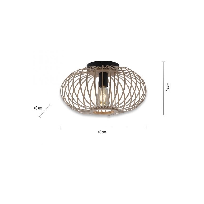 Leuchten Direkt 11410-79 - Fäst ljuskrona RACOON 1xE27/40W/230V diameter 40 cm Bambu