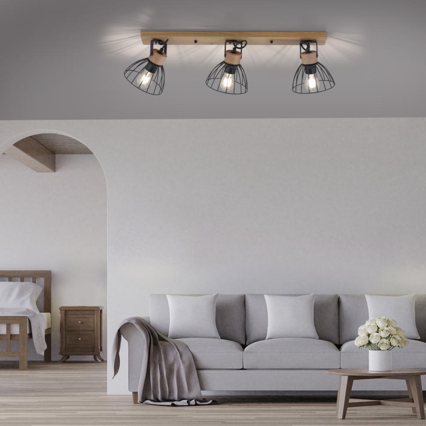 Leuchten Direkt 11418-18 - Spotlight LAMI 3xE27/25W/230V acacia	/metall