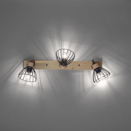 Leuchten Direkt 11418-18 - Spotlight LAMI 3xE27/25W/230V acacia	/metall