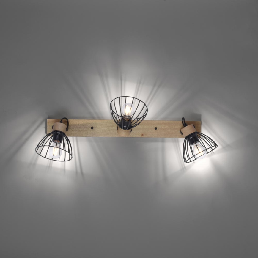 Leuchten Direkt 11418-18 - Spotlight LAMI 3xE27/25W/230V acacia	/metall