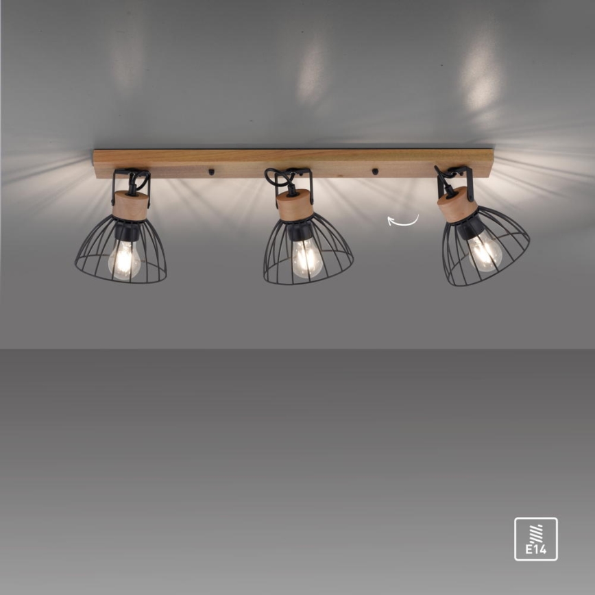Leuchten Direkt 11418-18 - Spotlight LAMI 3xE27/25W/230V acacia	/metall
