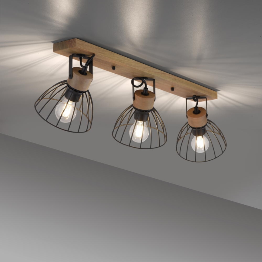 Leuchten Direkt 11418-18 - Spotlight LAMI 3xE27/25W/230V acacia	/metall