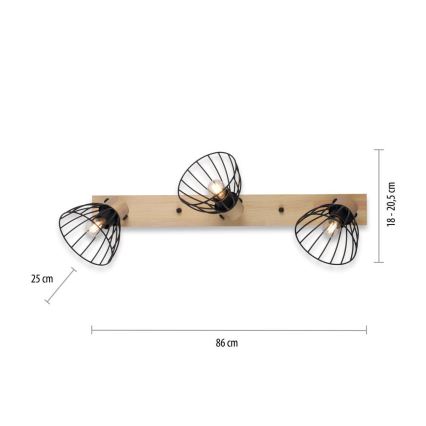 Leuchten Direkt 11418-18 - Spotlight LAMI 3xE27/25W/230V acacia	/metall