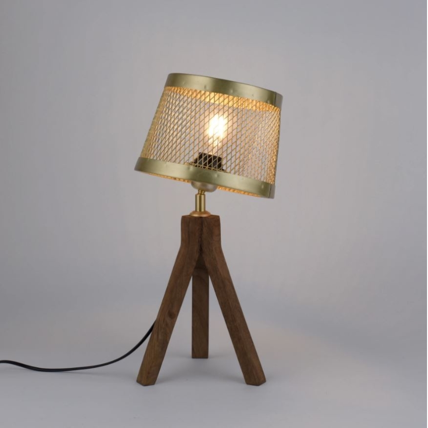 Leuchten Direkt 11423-60 - Bordslampa FREDERIK 1xE27/60W/230V mangoträd