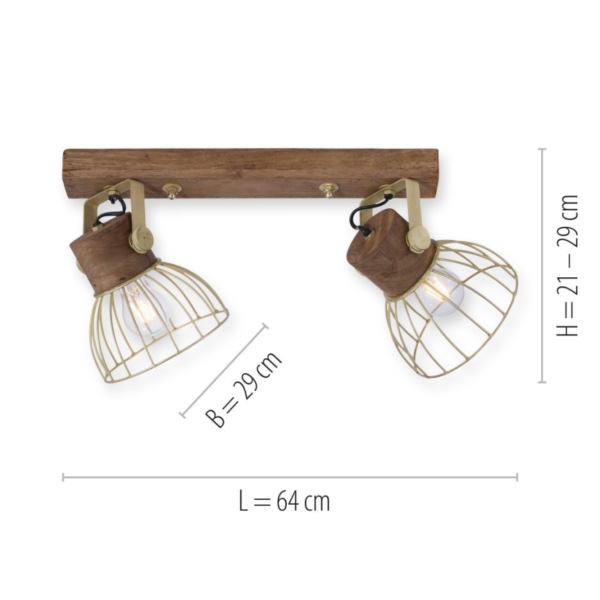 Leuchten Direkt 11487-60 - Spotlight ALAMI 2xE27/25W/230V mangoträd