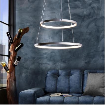 Leuchten Direkt 11525-21 - LED Ljuskrona med snöre CIRCLE 1xLED/15W/230V + LED/25W