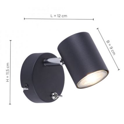 Leuchten Direkt 11941-13 - LED vägg spotlight  TARIK 1xGU10/5W/230V svart 