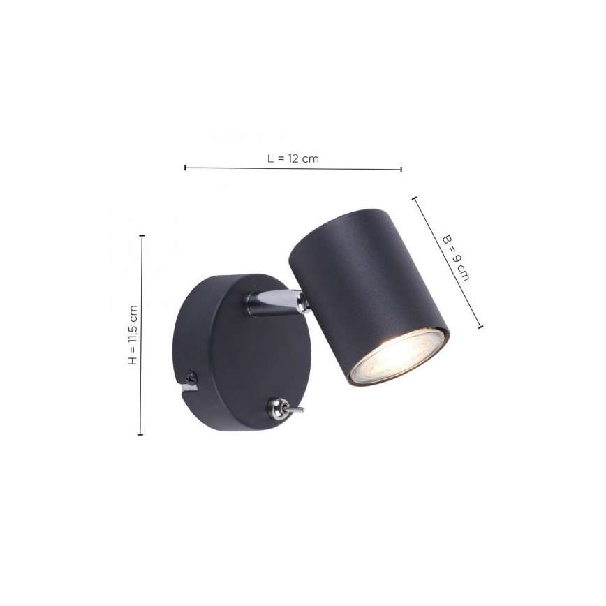Leuchten Direkt 11941-13 - LED vägg spotlight  TARIK 1xGU10/5W/230V svart 