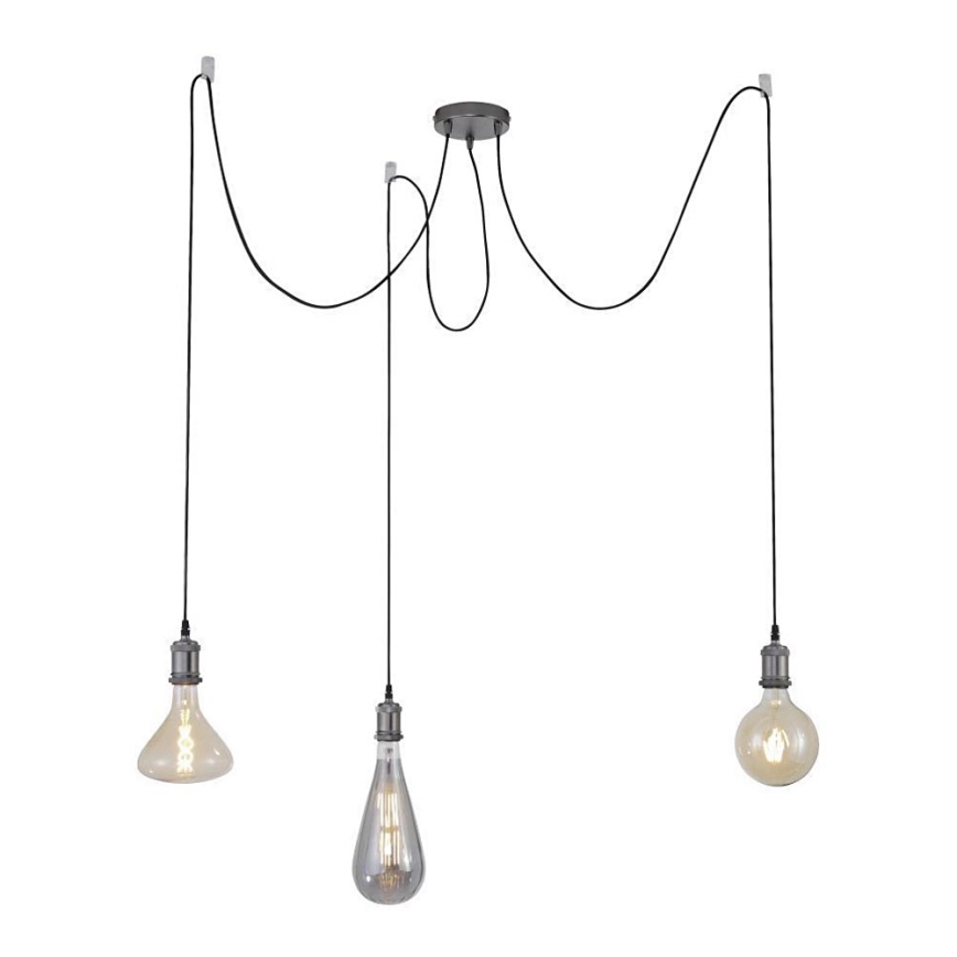 Leuchten Direkt 13571-18 - Ljusskrona med upphängningsrem  DIY 3xE27/60W/230V svart 