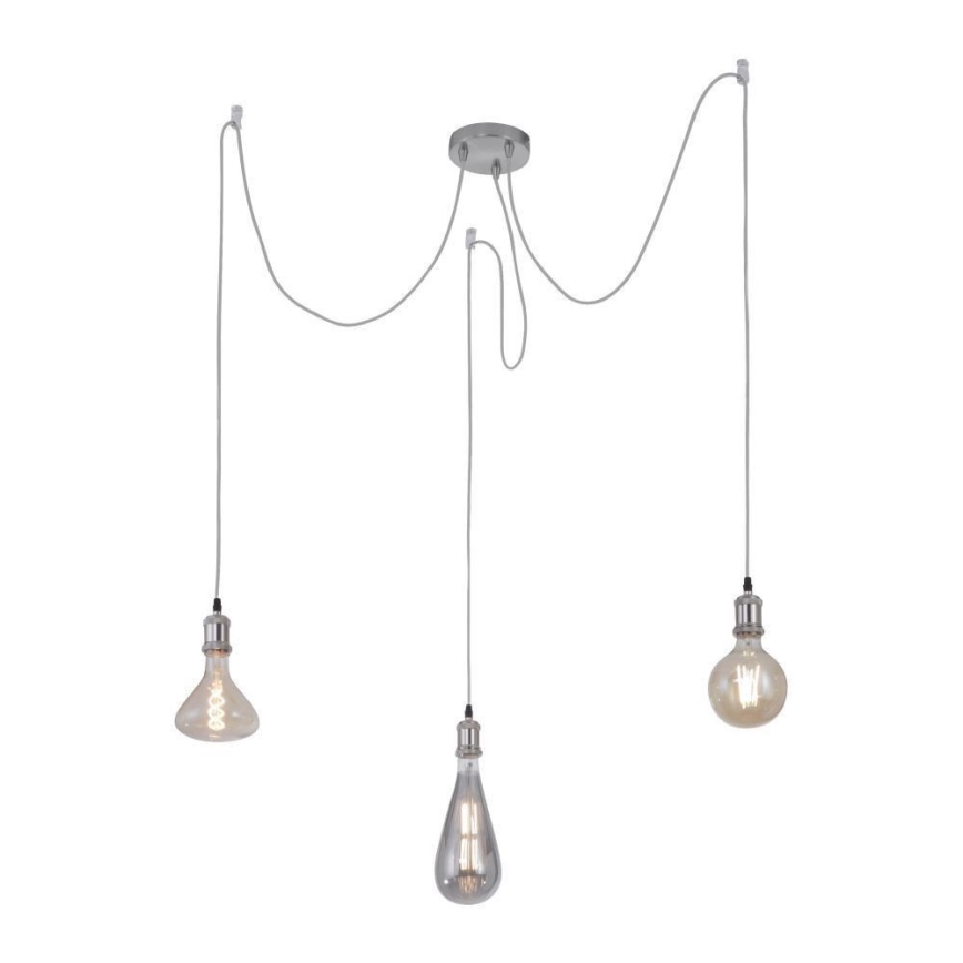 Leuchten Direkt 13571-55 - Ljuskrona med textilsladd DIY 3xE27/60W/230V spindel matt krom