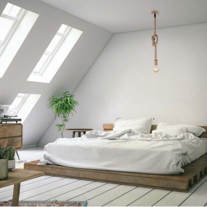 Leuchten Direkt 13572-79 - Ljusskrona med upphängningsrem  DIY 1xE27/10W/230V brun 