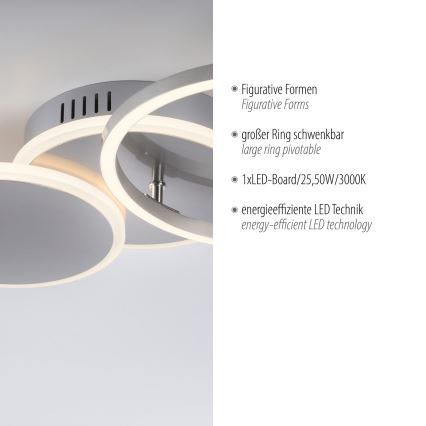 Leuchten Direkt 14116-55 - LED taklampa SEVENT LED/25,5W/230V matt krom