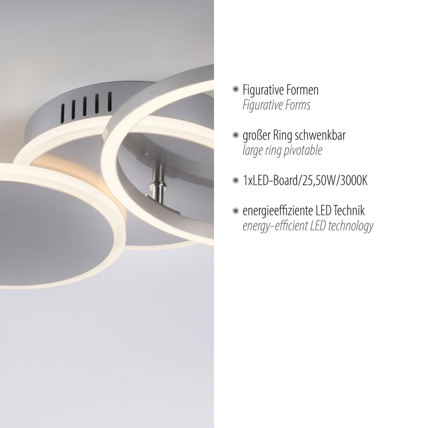 Leuchten Direkt 14116-55 - LED taklampa SEVENT LED/25,5W/230V matt krom