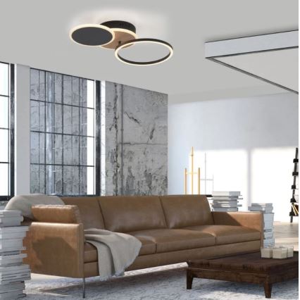 Leuchten Direkt 14116-78 - LED taklampa SEVENT LED/25,5W/230V svart/brun