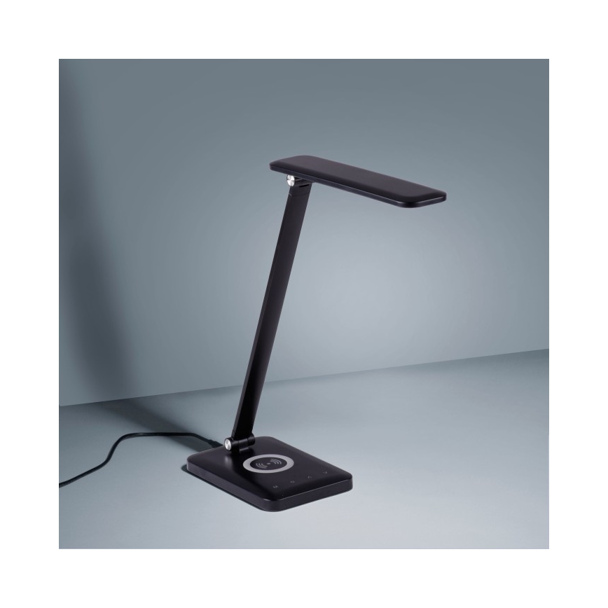 Leuchten Direkt 14415-16 - LED ljusreglerad touch bordslampa  med trådlös laddning  FLORENTINA LED/5W/230V 3000-5000K svart  + USB