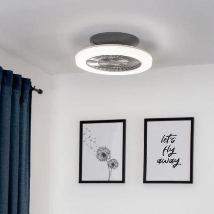Leuchten Direkt 14645-55 - LED Belysning med en fläkt  LEONARD LED/27W/230V