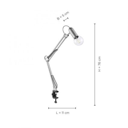 Leuchten Direkt 14773-55 - Bordslampa med klämma TURN ME 1xE27/60W/230V matt krom