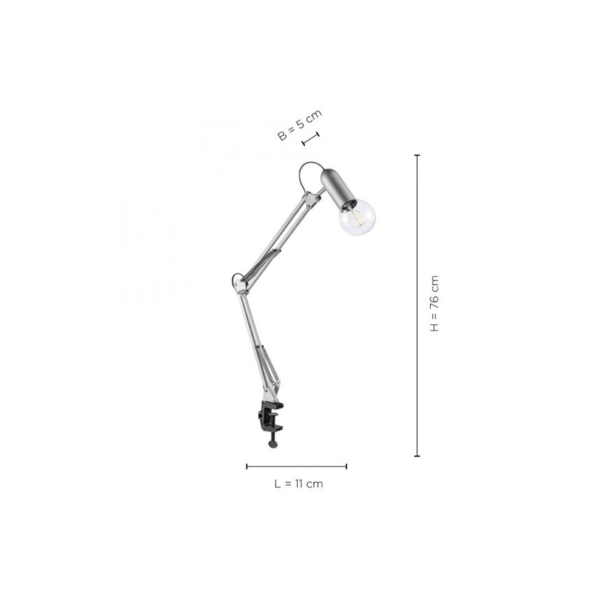 Leuchten Direkt 14773-55 - Bordslampa med klämma TURN ME 1xE27/60W/230V matt krom