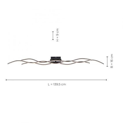 Leuchten Direkt 15167-18-LED fastsatt Ljuskrona  WAWE 2xLED/12,5W/230V+1xLED/17W svart 