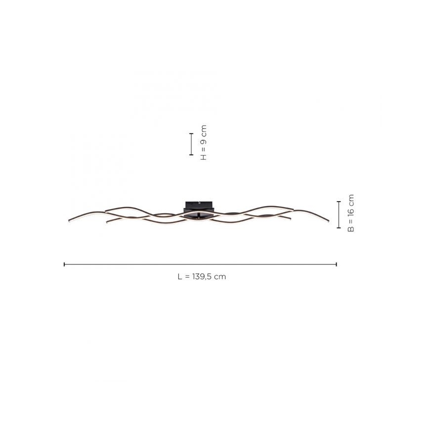 Leuchten Direkt 15167-18-LED fastsatt Ljuskrona  WAWE 2xLED/12,5W/230V+1xLED/17W svart 