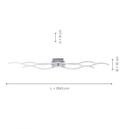Leuchten Direkt 15167-55 - LED fastsatt Ljuskrona  WAWE 2xLED/12,5W/230V+1xLED/17W matt krom