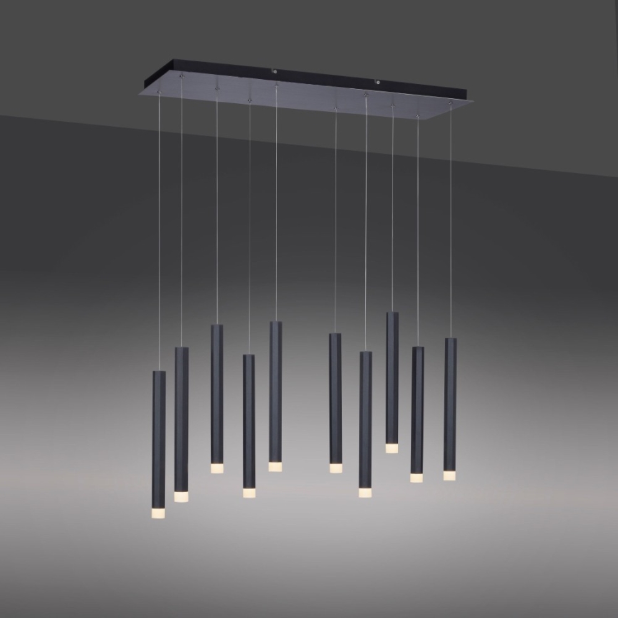 Leuchten Direkt 15206-18 - LED Ljuskrona med upphängningsrem  10xLED/4,8W/230V svart 