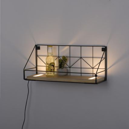 Leuchten Direkt 15277-18 - Shelf med LED-belysning BOARD 2xLED/1,75W/230V 45 cm eukalyptus