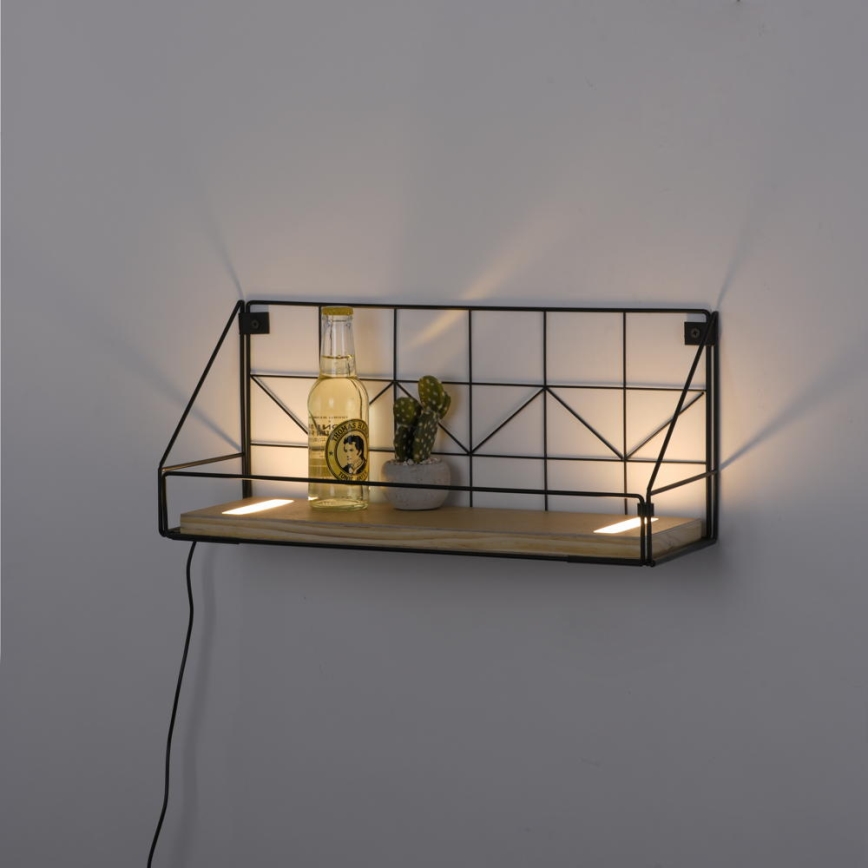Leuchten Direkt 15277-18 - Shelf med LED-belysning BOARD 2xLED/1,75W/230V 45 cm eukalyptus