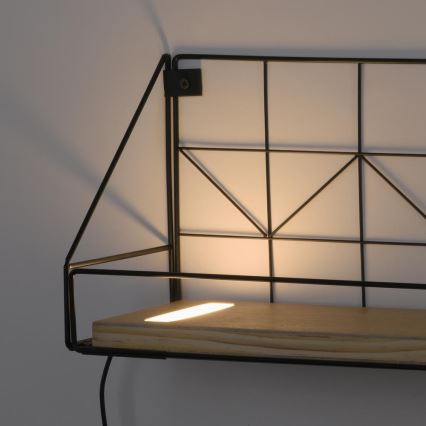Leuchten Direkt 15277-18 - Shelf med LED-belysning BOARD 2xLED/1,75W/230V 45 cm eukalyptus